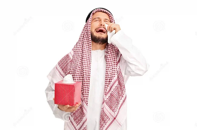 Arab man crying for Newcastle FC relegation