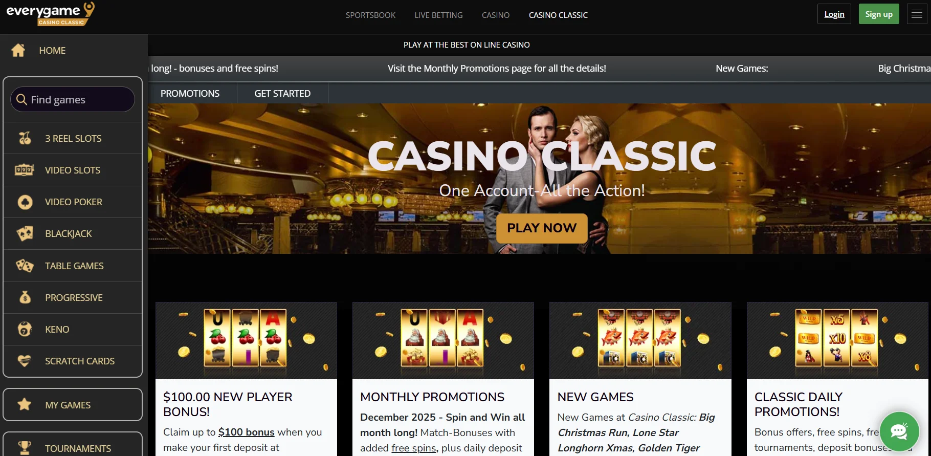 Everygame casino classic interface